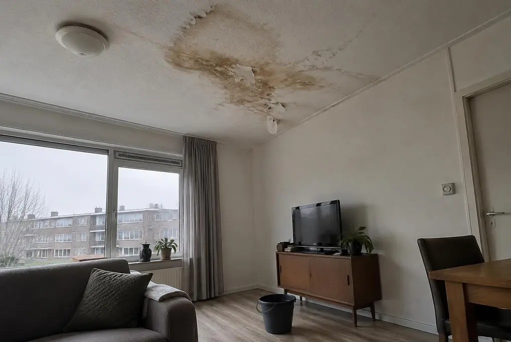 Lekdetectie Baarn – vochtplek op het plafond onder een badkamer